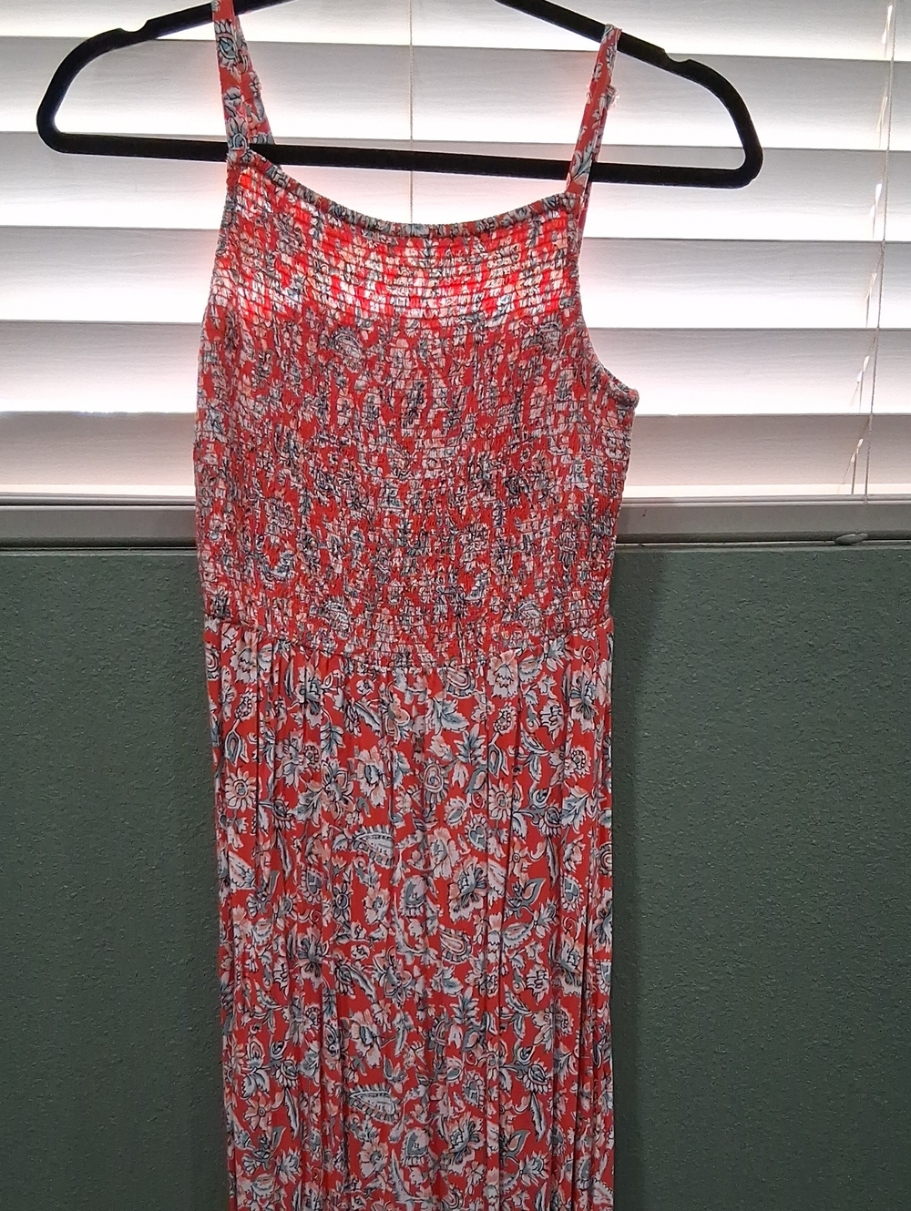 Old Navy Coral Floral Smocked Maxi Dress